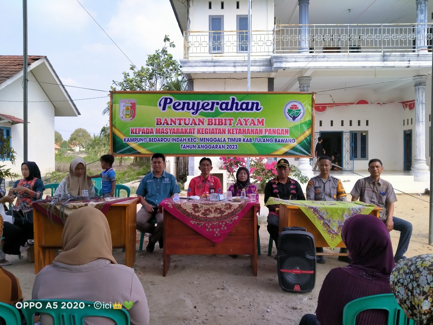 PENYERAHAN BANTUAN BIBIT AYAM KEPADA MASYARAKAT KAMPUNG BEDAROU INDAH PADA TAHUN 2023